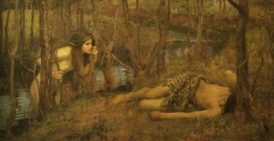 Waterhouse ondine russalka Une_na_ade_ou_Hylas_avec_une_nymphe_par_John_William_Waterhouse_1893