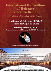 BELLINI competition  2019 ITALY auditions auditions a LUCCA classiquenews_Affiche  Auditions Lucca  anglais