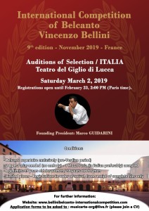 BELLINI competition  2019 ITALY auditions auditions a LUCCA classiquenews_Affiche  Auditions Lucca  anglais