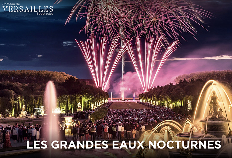 CHÂTEAU DE VERSAILLES. SPECTACLES de l’ÉTÉ 2024 : Les Grandes Eaux Nocturnes, de feu, la magie des drones, les 15, 17, 24 août, puis 7, 14 et 21 septembre 2024