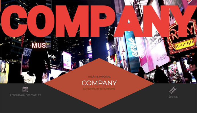 COMPIEGNE, Théâtre Impérial. SONDHEIM : COMPANY (1970), les 15 et 16 mars 2025. Gaétan Borg, Jasmine Roy, Jeanne Jerosme, Neïma Naouri… Larry Blank, direction / James Bonas,mise en scène