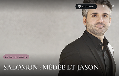 CHÂTEAU DE VERSAILLES SPECTACLES, sam 31 janvier 2026. SALOMON : Médée et Jason (version de concert). A nocte temporis, Reinoud von Machelen (direction)