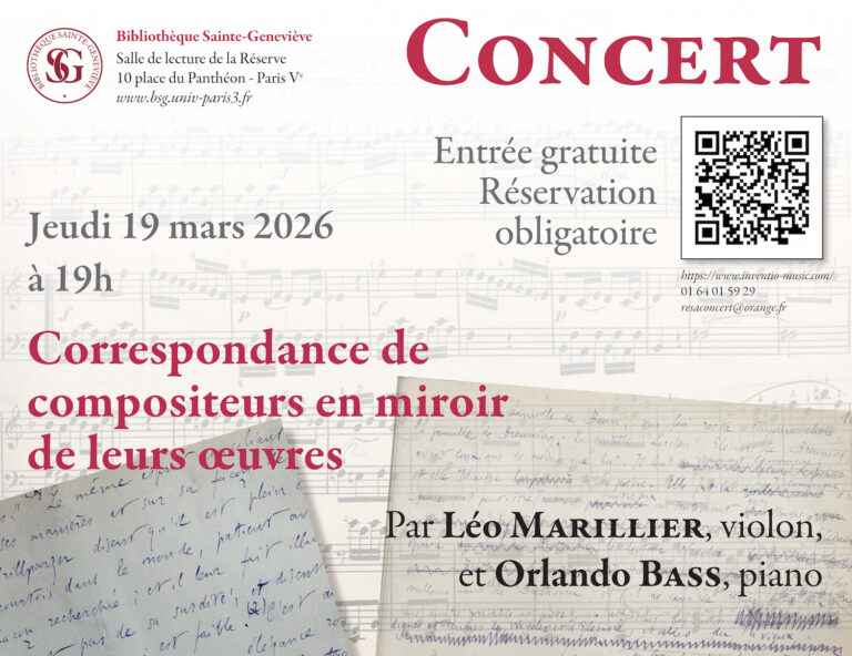 PARIS, Bibliothèque Ste Geneviève, jeu 19 mars 2026. Léo Marillier (violon), Orlando Bass (piano). Bartok, Marillier, Bass, Beethoven…
